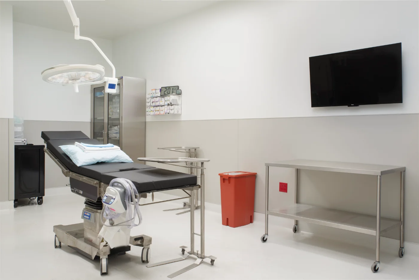 patient room with bed and tv